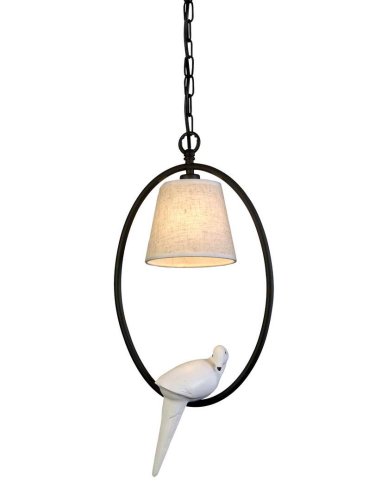 Светильник подвесной Birds 1594-1P Favourite бежевый 1 лампа, основание чёрное в стиле кантри птички