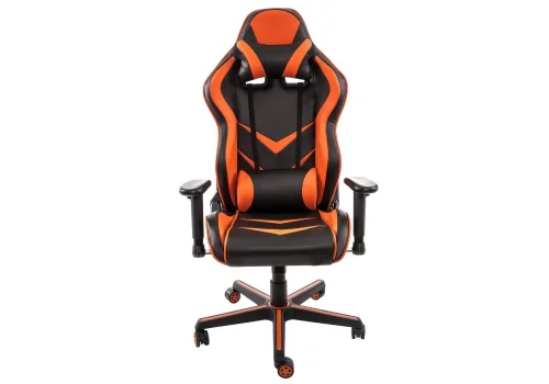 Кресло игровое Racer черное / оранжевое 1855 Woodville, оранжевый/искусственная кожа, ножки/пластик/чёрный, размеры - *1280***700*570 фото 3
