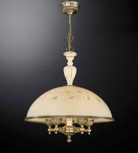 Люстра подвесная  L 6808/48 Reccagni Angelo жёлтая на 5 ламп, основание античное бронза в стиле кантри классический 