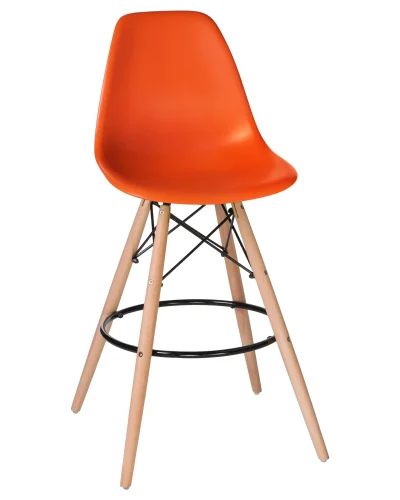 Стул барный 638GPP-LMZL DSW BAR, цвет сиденья оранжевый (O-02), цвет основания светлый бук Dobrin, оранжевый/, ножки/дерево бук/светлый бук, размеры - ****560*560