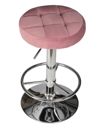 Табурет барный 5008-LM BRUNO,  цвет сиденья пудрово-розовый (MJ9-32), цвет основания хром Dobrin, розовый/велюр, ножки/металл/хром, размеры - 610*830***360*360 фото 2
