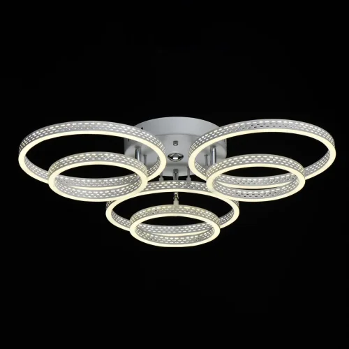 Люстра потолочная LED с пультом Аурих 496019006 DeMarkt белая на 1 лампа, основание белое в стиле хай-тек с пультом кольца фото 4