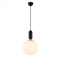 Светильник подвесной Rietta SL1220.403.01 ST-Luce белый 1 лампа, основание чёрное в стиле современный шар