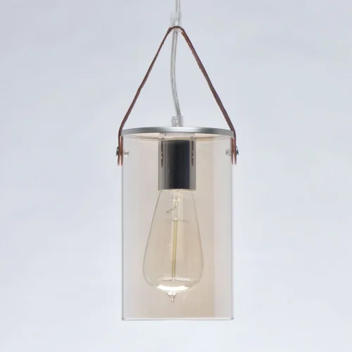 Светильник подвесной Тетро 673014801 DeMarkt прозрачный янтарный 1 лампа, основание серебряное в стиле современный  фото 3