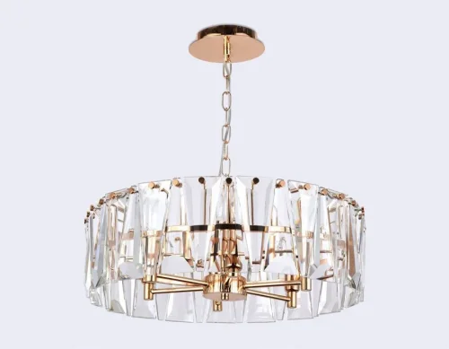 Люстра подвесная TR5172 Ambrella light прозрачная на 6 ламп, основание золотое в стиле современный классический  фото 2