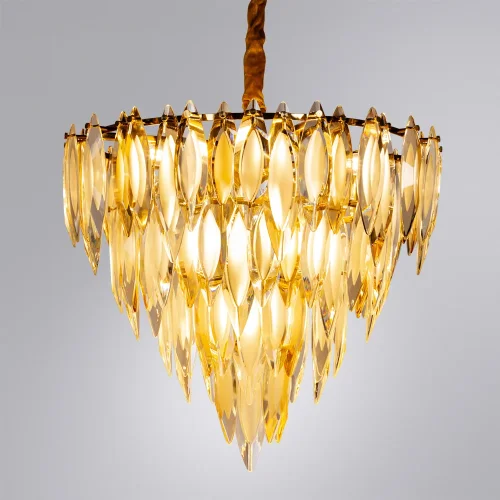 Люстра подвесная Cabrera 3509/01 LM-12 Divinare прозрачная янтарная на 12 ламп, основание золотое в стиле современный  фото 2