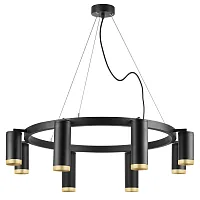 Люстра подвесная Rullo LR01887437440 Lightstar золотая чёрная на 8 ламп, основание чёрное в стиле хай-тек 
