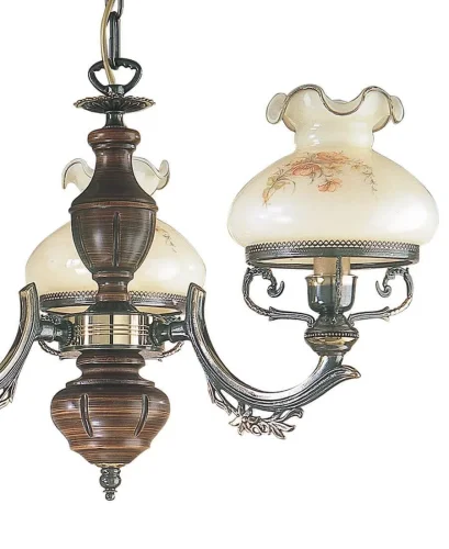 Люстра подвесная  L 2812/3 Reccagni Angelo бежевая на 3 лампы, основание коричневое бронзовое в стиле классический кантри выдувное фото 2