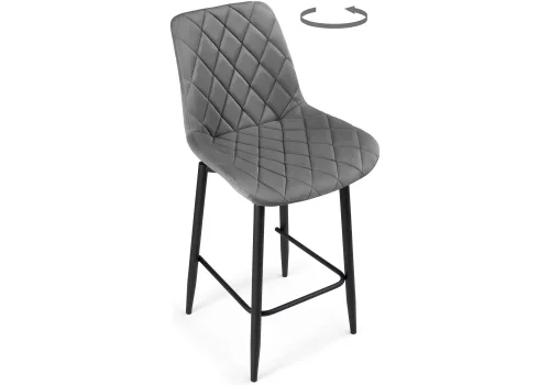 Полубарный стул Баодин К Б/К крутящийся темно-серый / черный 520608 Woodville, серый/велюр, ножки/металл/чёрный, размеры - ****500*580