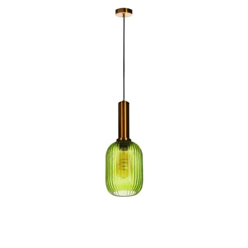 Светильник подвесной Iris 2072-A+BR LOFT IT зелёный 1 лампа, основание медь в стиле лофт выдувное фото 2