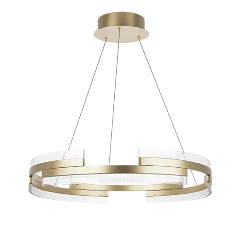 Люстра подвесная LED Rotonda 736323 Lightstar прозрачная золотая на 1 лампа, основание золотое в стиле современный хай-тек кольца