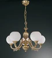 Люстра подвесная  L 8850/5 Reccagni Angelo белая на 5 ламп, основание золотое в стиле классический 