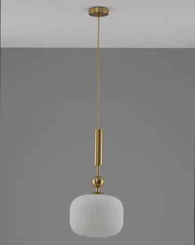 Светильник подвесной Creamy V10911-P Moderli белый 1 лампа, основание золотое в стиле современный выдувное фото 2