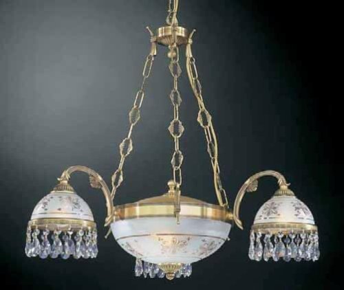 Люстра подвесная  L 6000/3+2 Reccagni Angelo прозрачная белая на 5 ламп, основание античное бронза в стиле классический 