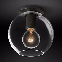 Светильник потолочный RH Utilitaire Globe Shade Flushmount Black 123673-22 ImperiumLoft прозрачный 1 лампа, основание бронзовое в стиле лофт 