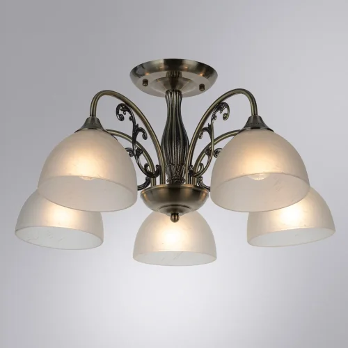 Люстра потолочная Spica A3037PL-5AB Arte Lamp белая на 5 ламп, основание античное бронза в стиле классический  фото 2