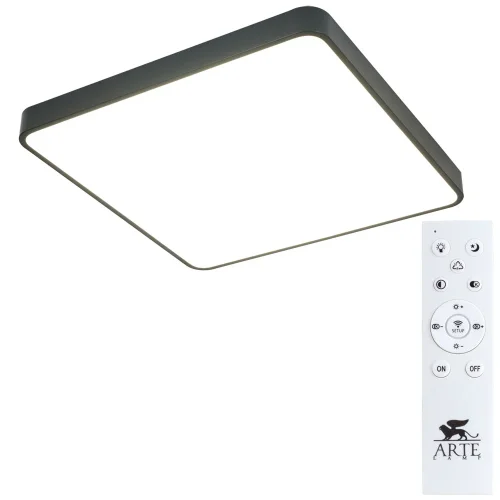Светильник потолочный LED с пультом Scena A2669PL-1BK Arte Lamp белый 1 лампа, основание чёрное в стиле хай-тек с пультом квадраты фото 2