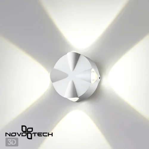 Настенный светильник LED Calle 358938 Novotech уличный IP54 белый 4 лампы, плафон белый в стиле хай-тек современный LED фото 3