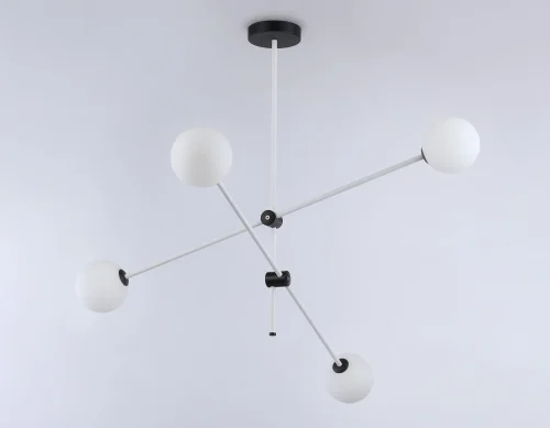 Люстра потолочная TR2505 Ambrella light белая на 4 лампы, основание чёрное в стиле современный  фото 2