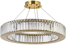 Люстра подвесная хрустальная LED Anzio L 1.5.60.100 G Arti Lampadari прозрачная на 1 лампа, основание золотое в стиле модерн кольца