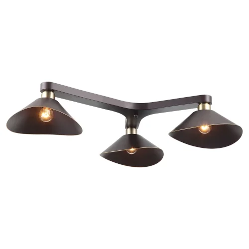 Люстра потолочная лофт Opelika GRLSP-9534 Lussole коричневая на 3 лампы, основание коричневое в стиле лофт 