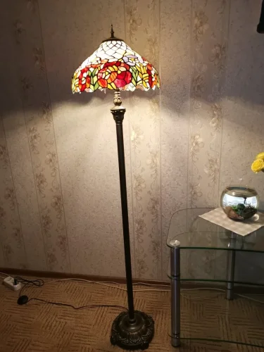 Торшер Тиффани Flower OFRF1016 Tiffany Lighting цветы разноцветный 2 лампы, основание коричневое бронзовое в стиле тиффани
 фото 20