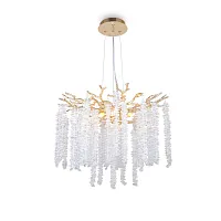 Люстра подвесная Mineral FR1010PL-06G Freya прозрачная на 6 ламп, основание золотое в стиле классический современный флористика ветви Люстра подвесная Mineral FR1010PL-06G Freya прозрачная на 6 ламп, основание золотое в стиле классический современный флористика ветви