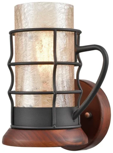 Бра 561-701-01 Velante янтарный на 1 лампа, основание чёрное коричневое в стиле кантри 