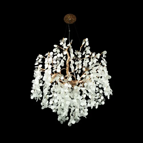 Люстра подвесная Fairytree 10066/600 GB LOFT IT белая прозрачная на 6 ламп, основание золотое в стиле арт-деко ветви фото 3