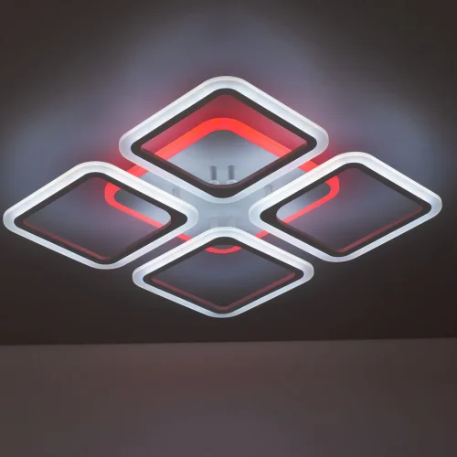 Люстра потолочная LED RGB с пультом Марсель Смарт CL232A140E Citilux белая на 1 лампа, основание белое в стиле современный хай-тек с пультом квадраты фото 7