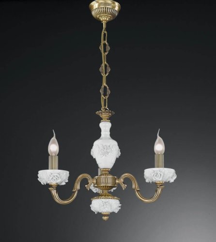Люстра подвесная  L 9011/3 Reccagni Angelo без плафона на 3 лампы, основание античное бронза белое в стиле классика 