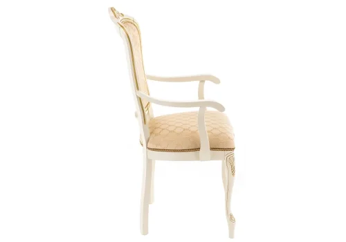 Деревянный стул Руджеро патина золото / бежевый 318606 Woodville, золотой/ткань, ножки/массив бука дерево/бежевый, размеры - ****580*560 фото 3