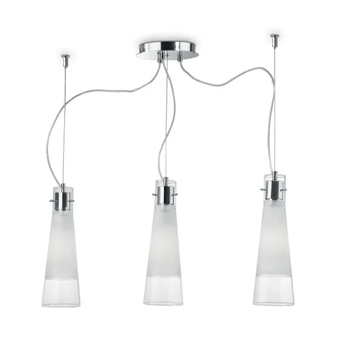 Светильник подвесной KUKY SP3 TRASPARENTE Ideal Lux белый 3 лампы, основание хром в стиле современный 
