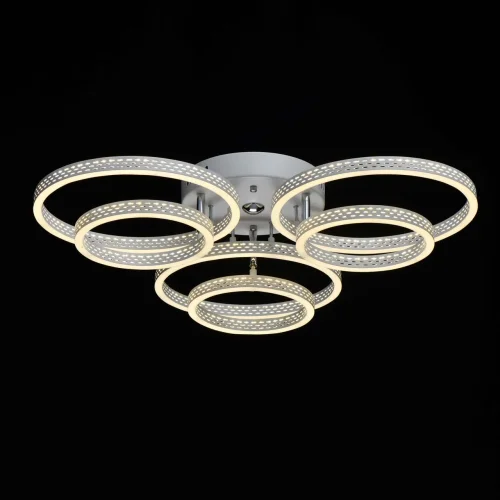 Люстра потолочная LED с пультом Аурих 496019006 DeMarkt белая на 1 лампа, основание белое в стиле хай-тек с пультом кольца фото 2