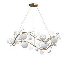 Люстра подвесная Аста 07867-6B,33 Kink Light белая на 6 ламп, основание золотое в стиле модерн флористика молекула шар
