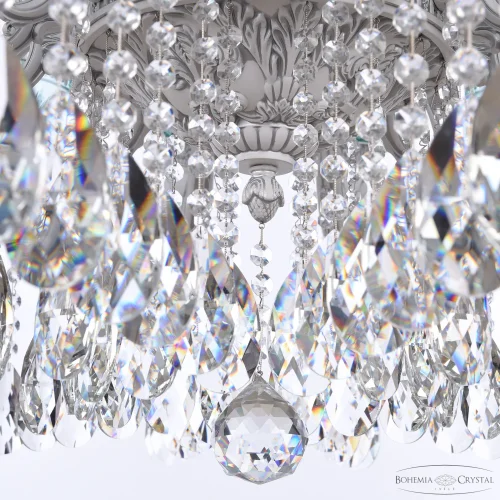 Люстра подвесная хрустальная AL78101/16+8+8/300/3d A WMN P Birusa/M-1G Bohemia Ivele Crystal без плафона бирюзовая на 32 лампы, основание белое никель патина в стиле классический sp фото 6