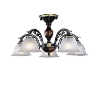Люстра потолочная  PL 2700/5 Reccagni Angelo белая на 5 ламп, основание коричневое бронзовое в стиле классический кантри 