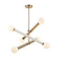 Люстра подвесная Cross FR5381PL-06G Freya белая на 6 ламп, основание золотое в стиле современный Люстра подвесная Cross FR5381PL-06G Freya белая на 6 ламп, основание золотое в стиле современный