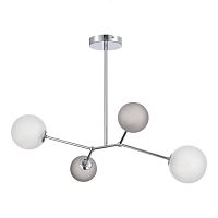 Люстра потолочная Malte SLE1107-103-04 Evoluce серая белая на 4 лампы, основание хром в стиле современный молекула шар