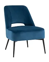 Кресло лаунж Бостон велюр синий УТ000036649 Stool Group, синий/велюр, ножки/металл/чёрный, размеры - *780***730*600мм