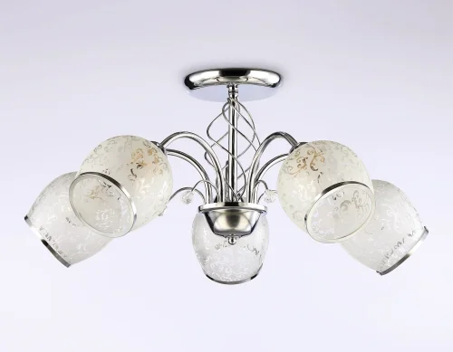 Люстра потолочная TR3188 Ambrella light белая на 5 ламп, основание хром в стиле классический  фото 6