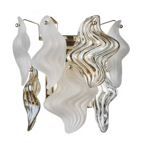 Бра Lupine 6529/2W Lumion белый янтарный прозрачный на 2 лампы, основание золотое в стиле классический 