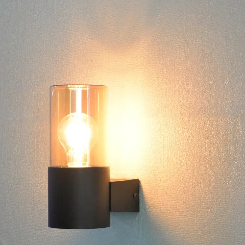 Настенный светильник Seginus A6515AL-1BK Arte Lamp уличный IP54 чёрный 1 лампа, плафон янтарный в стиле современный E27 фото 4