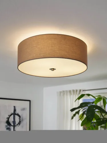 Люстра потолочная  PASTERI 94919 Eglo коричневая на 3 лампы, основание никель серое в стиле модерн  фото 2
