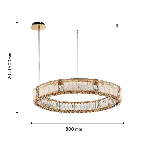 Люстра подвесная LED Templum 4204-8P Favourite бежевая янтарная на 1 лампа, основание матовое золото в стиле классический кольца фото 3