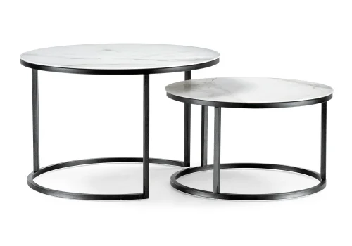 Комплект столиков Плумерия белый мрамор / черный 500007 Woodville столешница белая из стекло