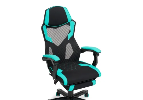 Компьютерное кресло Brun tiffany / black 15400 Woodville, голубой чёрный/сетка ткань, ножки/пластик/чёрный, размеры - *1200***610* фото 8