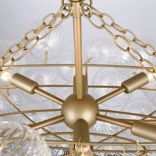 Люстра подвесная Multibulla 4202-10P Favourite прозрачная на 10 ламп, основание матовое золото в стиле современный молекула шар фото 5