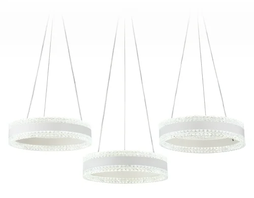 Люстра подвесная LED с пультом FA6206 Ambrella light белая прозрачная на 1 лампа, основание белое в стиле современный хай-тек с пультом кольца фото 2