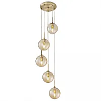 Светильник подвесной Томми CL102053 Citilux янтарный 5 ламп, основание бронзовое в стиле современный шар